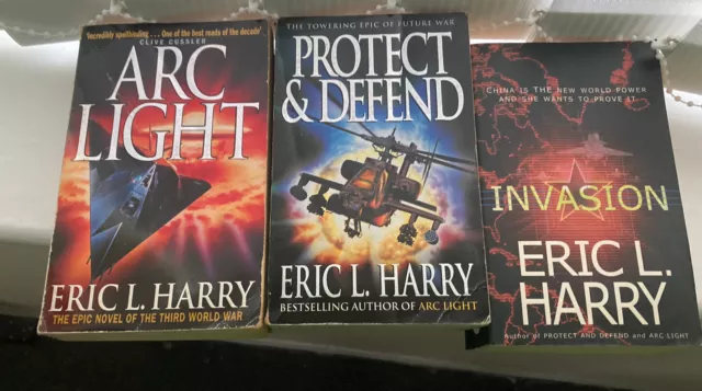 Set of 3 Eric Harry Thrillers Arc Light Invasion Protect & Defend