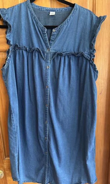 Old Navy Denim Dress Size XL Womens Button Front Straight Knee Blue Jean