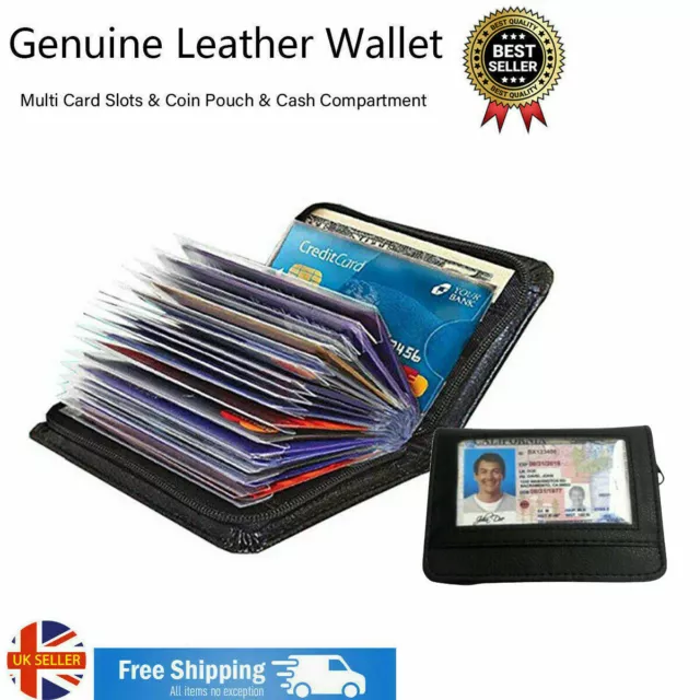 18 Cards Mens Leather Credit Card Holder Wallet Money Case RFID Blockin