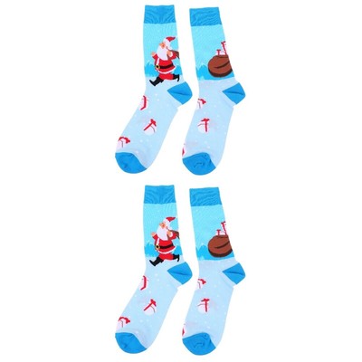 ZEELIY Unisex Homme/Femme Chaussettes de Noël en Coton 3D Imprimé Motif Père Noël Chaussettes Fantaisie Chaude Bas Socquettes Socks Respirant Doux Hiver 