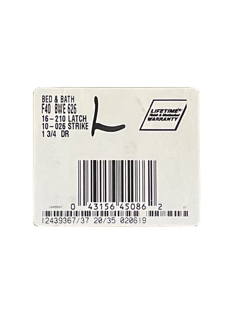 Schlage Bed and Bath F40 BWE 626 w/lock