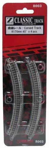 Rokuhan Z gauge R003 Curved rail R170mm 45 ° 4 pieces from Japan 2398