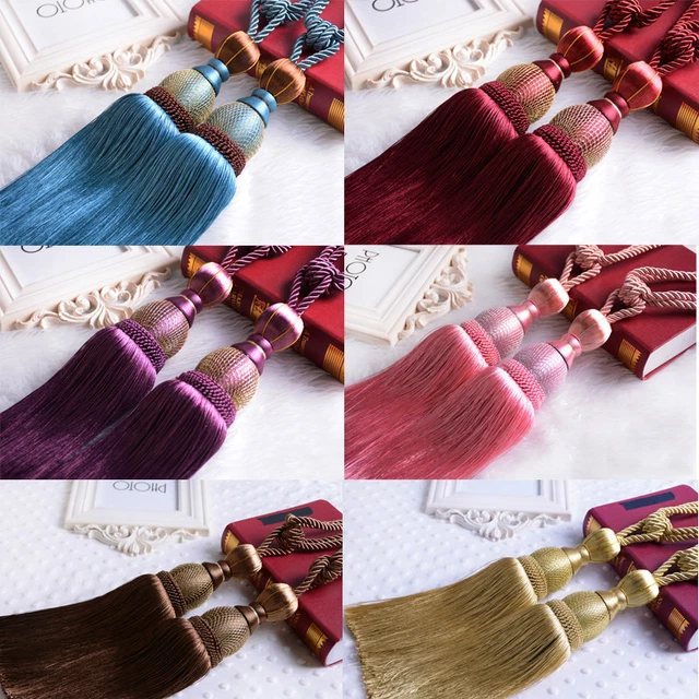 1 Pair Large Curtain Holdbacks Luxury Tie Backs Tassel Curtain Rope Tiebacks