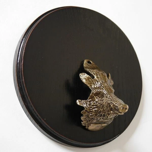 Placa de Jabalí Tablero Keiler Gewaffbrett Oscuro AF19cm Con Cabeza Decoración