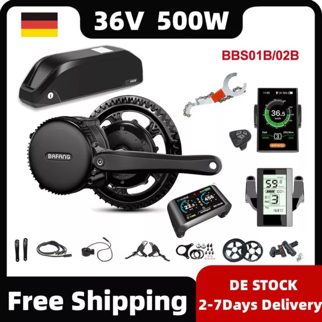 Bafang BBS02B 36V 500W Mid Drive Motor eBike Umbausatz Mittelmotor mit Batterie