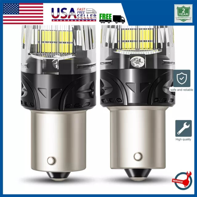 2Pcs 1156 LED Tail Brake Stop Reverse Parking Turn Signal Light Bulb White