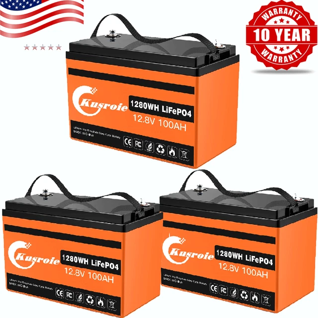 LIFEPO4 12V 100AH Deep Cycle Lithium Rechargeable Battery for RV Solar