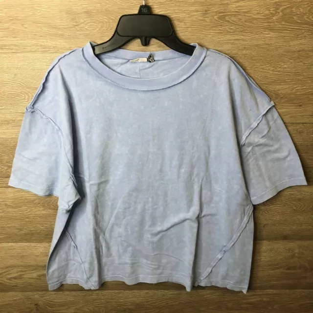 Asos Womens Size 4 Washed Blue Exposed Seam Oversized T-Shirt NWOT