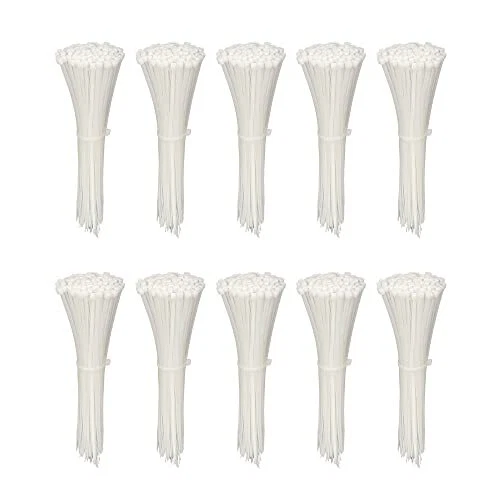 1000 Pack 4 inch KOOWIN Nylon Plastic Cable Zip Ties Small Wire Wraps White