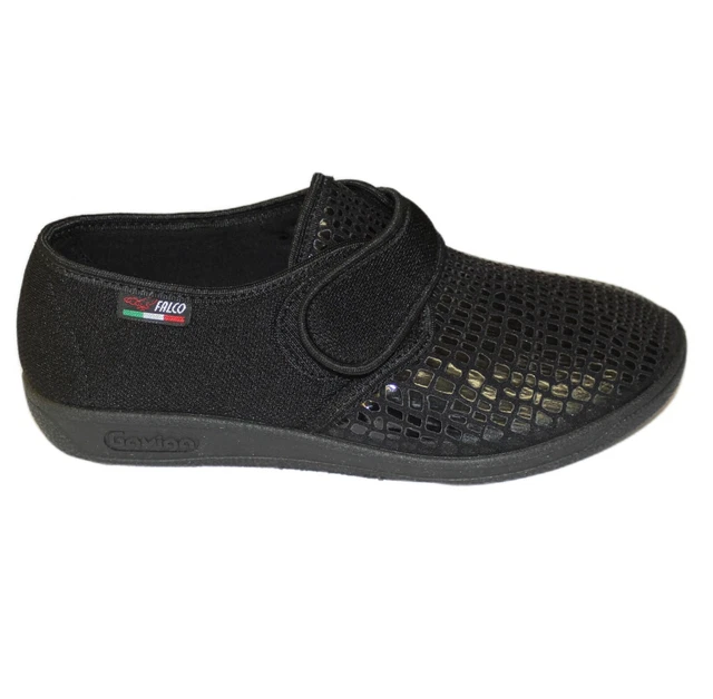 GAVIGA pantofola primavera morbida elasticizzata velcro DONNA italiana nero 6213