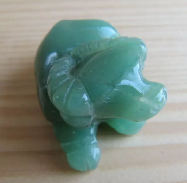 Vintage Chinese Hand Carved Green Nephrite Jade Ox