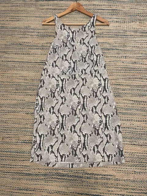 Express Womens Dress Size Large Gray Snake Print Cut Out Back Stretch Grunge NWT