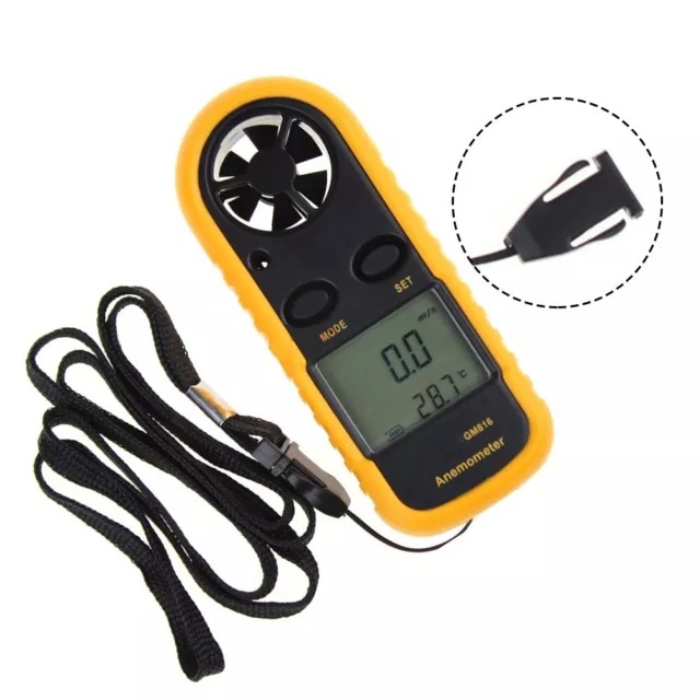 Anémomètre numérique LCD thermomètre portable compteur de vitesse du vent te