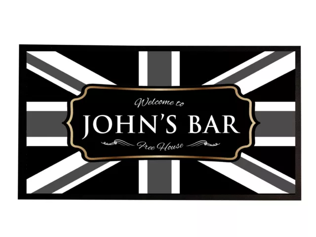 Personalised Bar Runner Mat - Welcome Union Jack, home bar runner beer mat 126