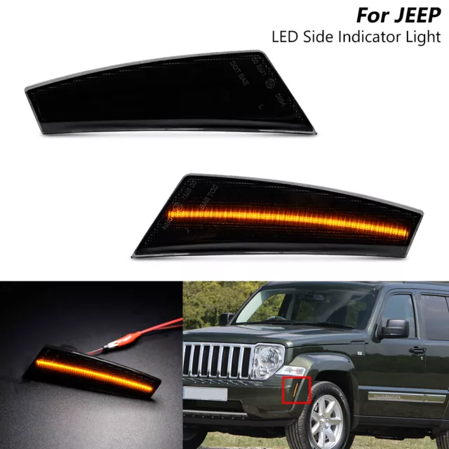 2x Schwarze Vordere LED-Seitenblinker für 2008-2012 Jeep Cherokee KK