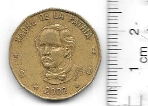 2002 Dominican Republic 1 Peso Padre De La Patria Circulated Coin KM#80.2