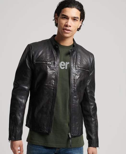 Superdry Mens Leather Sports Racer Jacket