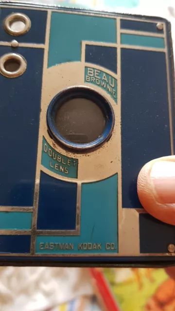 Rare Très Ancien Appareil Photo EASTMAN KODAK CO (BEAU BROWNIE DOUBLET LENS)