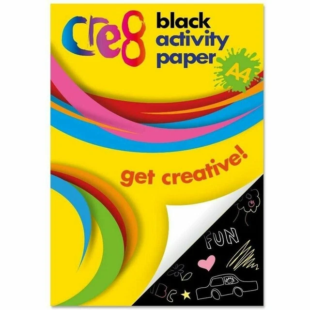 A4 Black Activity Card 60 Sheets Art Paper Craft Office Collage Use 80Gsm