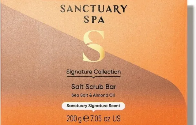 Sanctuary Spa Salt Scrub Bar 200g With Exfoliating Flakes of Sea Salt Soap