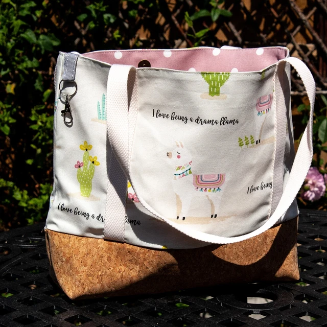 Alpaka Tragetasche mit Korkboden - Handgefertigte Tasche zum Einkaufen - Geschenkidee