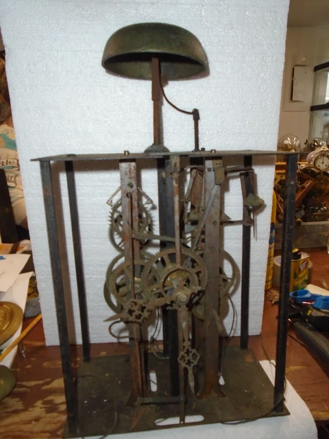 Antique-Large-French-Morbier-Clock Movement-Ca.1875-To Restore-#P228 Antique-Large-French-Morbier-Clock Movement-Ca.1875-To Restore-#P228