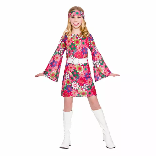 Girls Retro Go Go Girl Fancy Dress Up Party Costume Halloween Child 60s Outfit