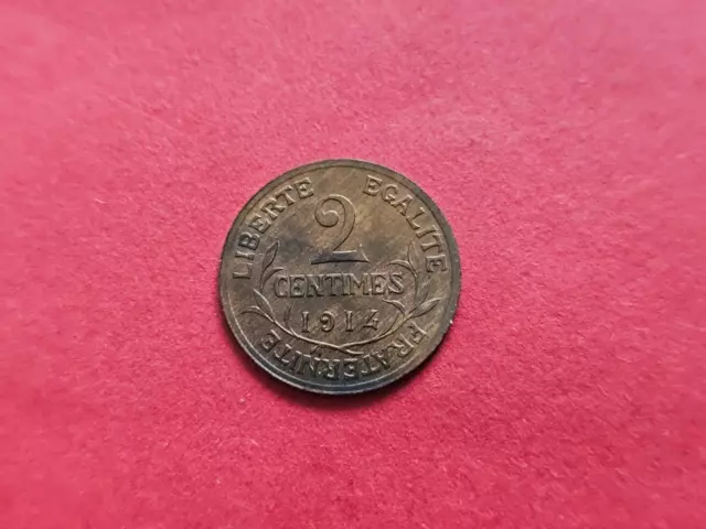 Frankreich    Dritte Republik       2  Centimes  1914        siehe Bilder!