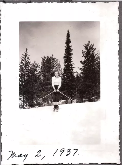 Vintage Photograph Mt. Hood Girls Skiing Ski Fashion Portland Oregon Old Photo