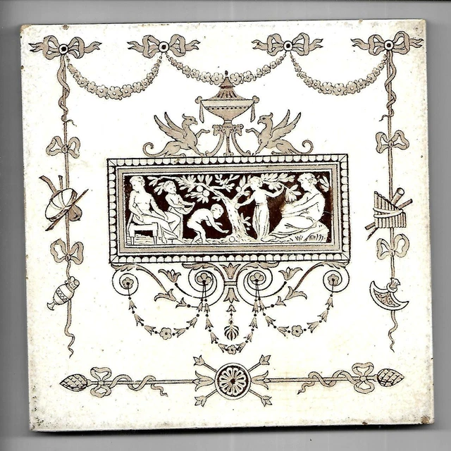 Antique Victorian Adams Style Tile C1890