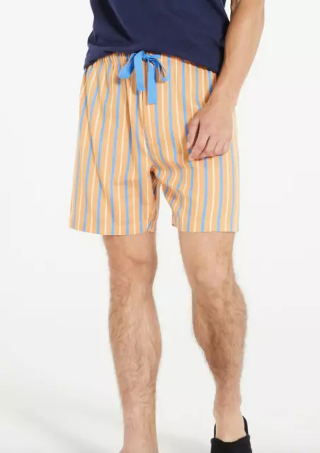New Peter Alexander Mens Orange Blue Stripe Mid Shorts Rrp$59.95 Xl