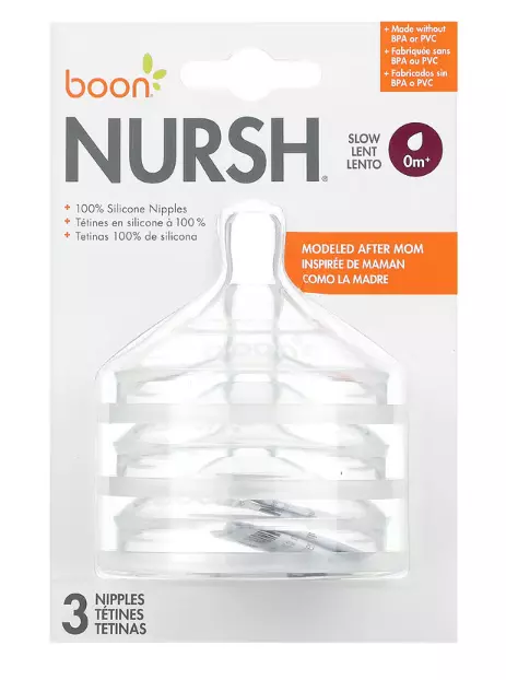 Boon Nursh Newborn Silicone Baby Bottle Nipples - Bottle Nipples for Boon Nursh