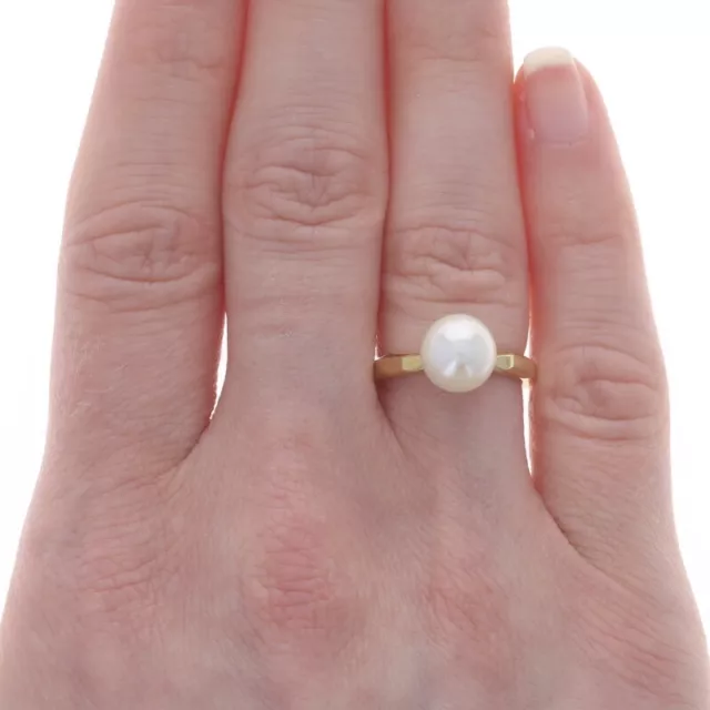 Mimi So Cultured Freshwater Pearl Solitaire Ring - Yellow Gold 18k 2