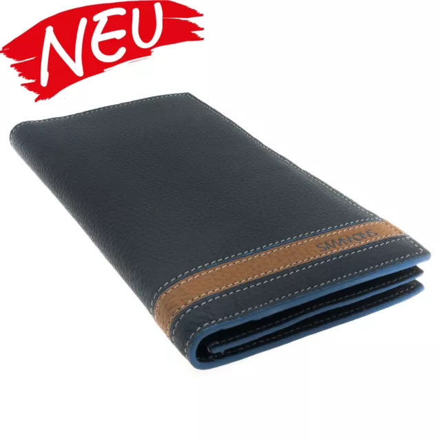 SAMMONS Homme Cuir Véritable Porte-Cartes Portefeuille Sac Étui Braun ou Bleu