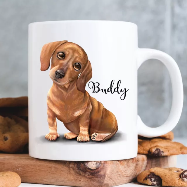Keramiktasse bedruckt Hund Dackel mit Wunschnamen Kaffeetasse personalisiert 3