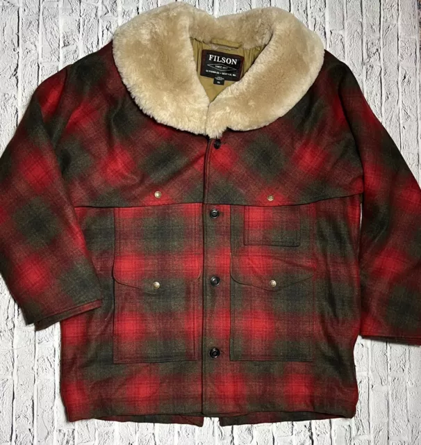EXCELLENT! FILSON LINED Wool Packer Coat 20018829 Plaid Shearling ...