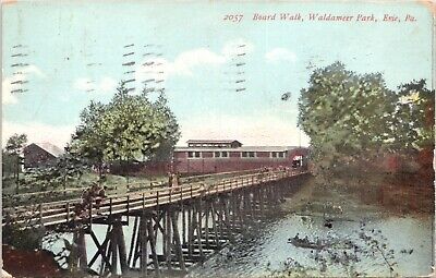 C.1910 Erie PA Board Walk Waldameer Park Bridge Pennsylvania Postcard 130