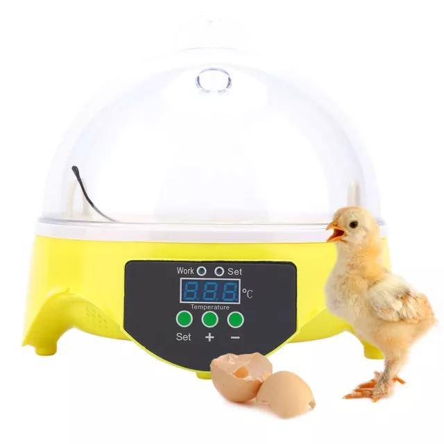 7 Uova Mini Incubatrice Eggs Anatra Gallina Pulcini Set Temperatura Controllo EU