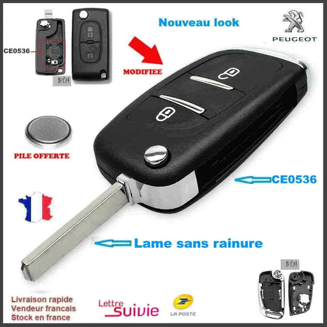 thumbnail image 2 of Peugeot 2-Button Flip Key Shell – For 207, 307, 308, 407, 3008 – CE0536 – Made In France 2 of 5