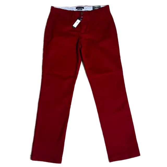 NWT Tommy Hilfiger Men's TH Flex Stretch Custom Fit Chino Pants Burgundy Color