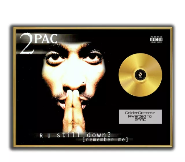 Tupac Poster, 2PAC R U Still Down ? GOLD/PLATINIUM CD, gerahmtes Poster HipHop 