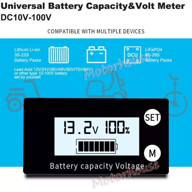 Lead Acid Lithium Li-ion Battery Capacity Level Voltage Meter Indicator Tester