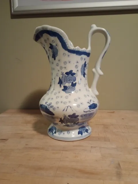 Vintage Delft blue/white Andrea by Sadek floral pitcher with handle