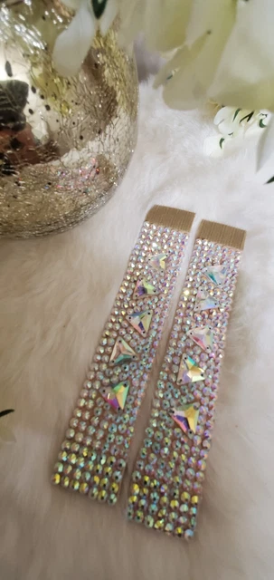 Set of 2 Cuffs Bracelets Crystals AB Ballroom Dance Jewelry