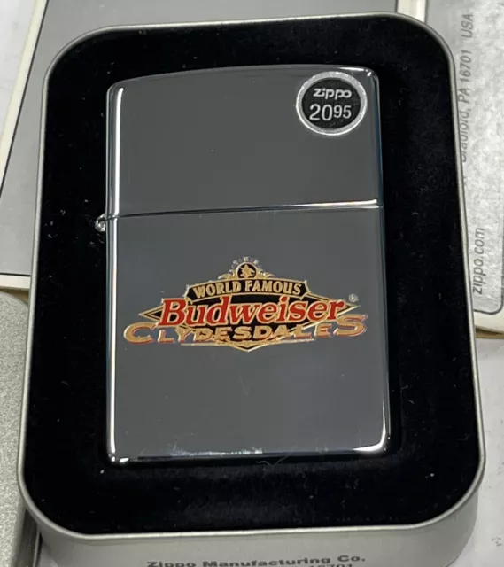 Zippo 1999 Budweiser Clydesdale World Famous Chrome Lighter Sealed In Box F49