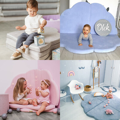 MEOWBABY 160x160cm Tappetino per Bambini Cloud Materasso da Pavimento Tappeto per Baby Rotondo Pieghevole Gioco Tende Juguete Para la Habitación de los Niños Made in EU Grigio Chiaro 