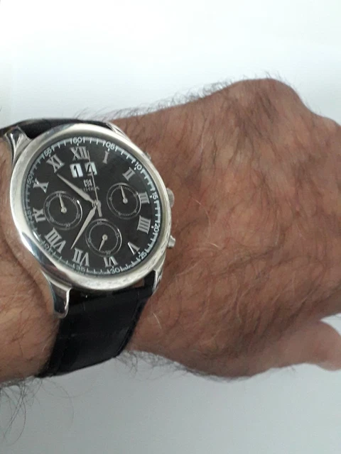 MONTRE HOMME en argent massif 925. Chronographe. EUR 390 00
