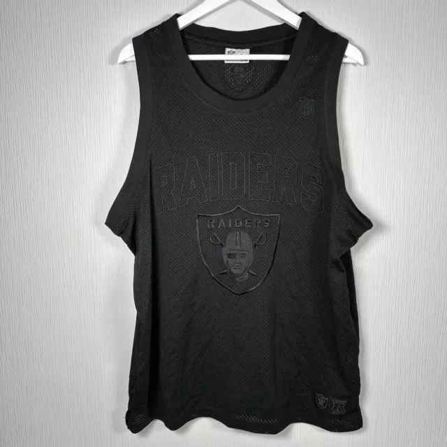 Las Vegas Raiders NFL Vest Jersey Tank All Black Embroidered Men's Large RARE