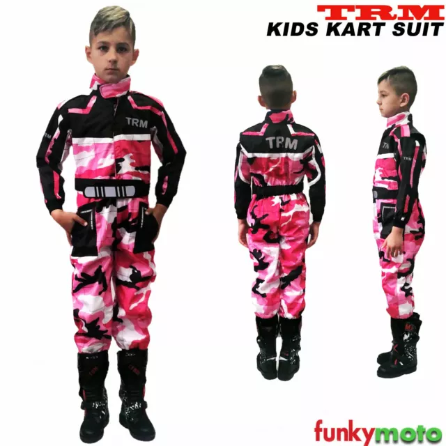 Trm Mx Einteilige Kinder Kart Suit Jugend Kreuz Go-Karting Rennanzug Camo Rosa