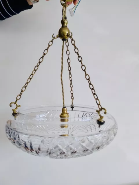 Victorian Antique Cut Glass Hanging Ceiling Light Medium